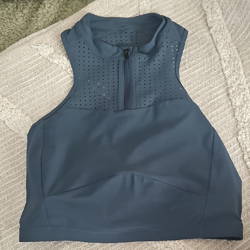 lululemon athletica Blue High-Neck Perforated Sports Bra